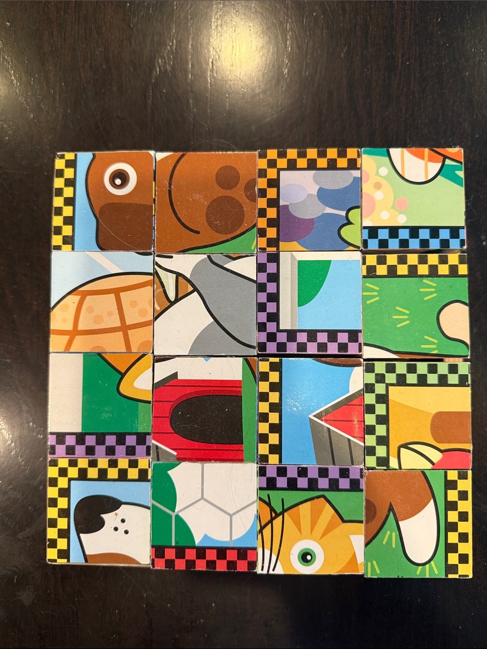 Melissa & Doug Pets Wooden Cube Puzzle With Storage Tray (16 pcs)